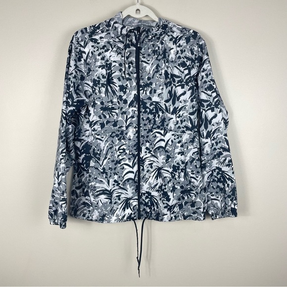 Columbia Flash Forward Printed Windbreaker Womens Small Black White Hooded - Picture 1 of 9